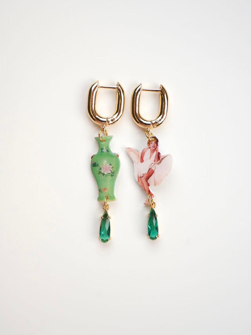 Green Vase & Marilyn Monroe Earrings