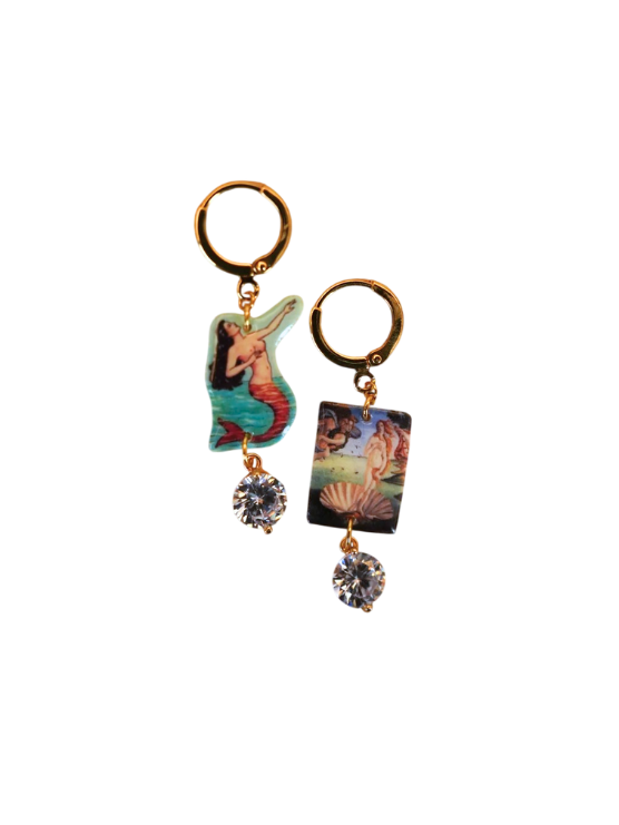 The Birth of Venus Earrings | Mermaid Handmade Earrings | Unique Art Jewelry