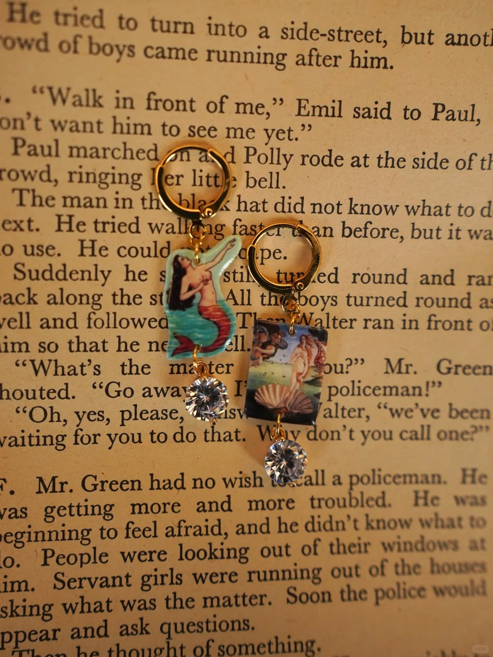 The Birth of Venus Earrings | Mermaid Handmade Earrings | Unique Art Jewelry