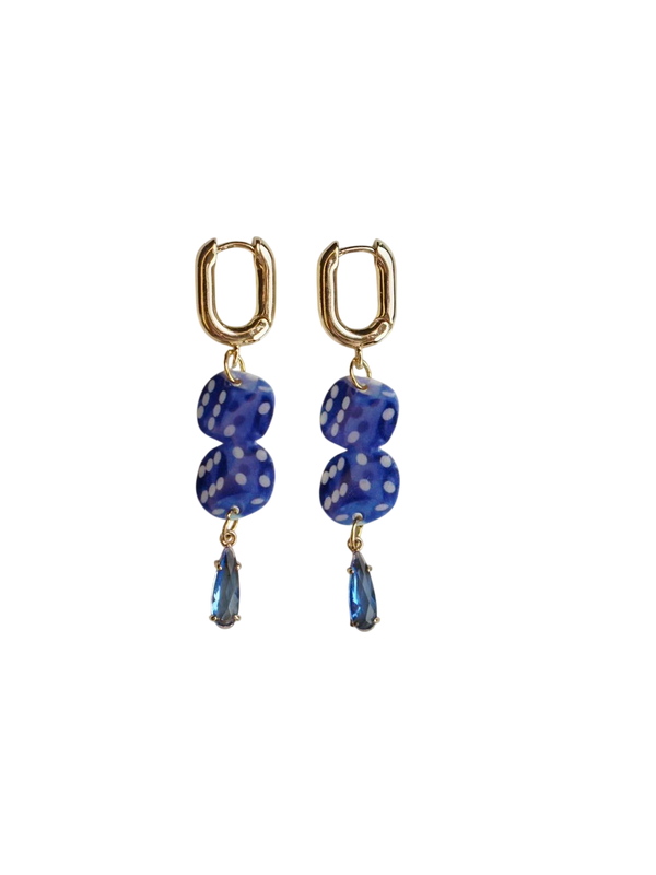 Blue Dice Earrings