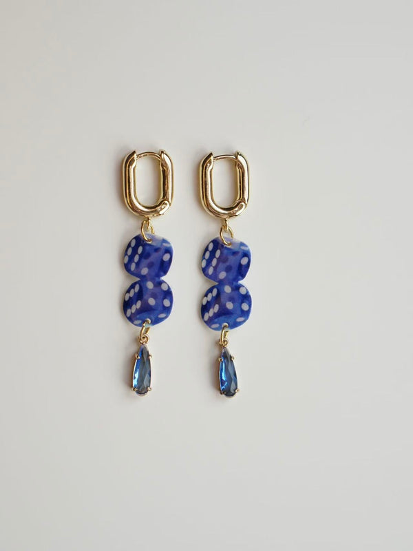 Blue Dice Earrings