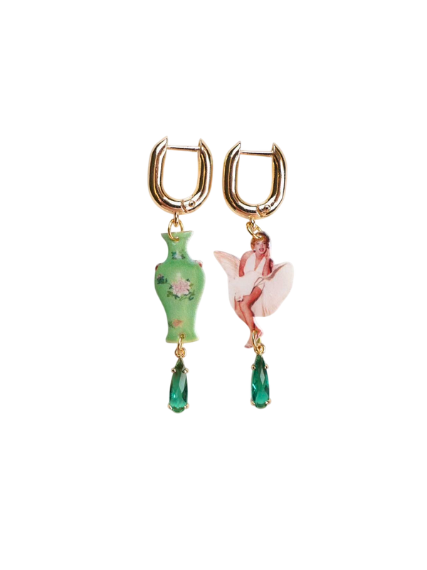 Green Vase & Marilyn Monroe Earrings