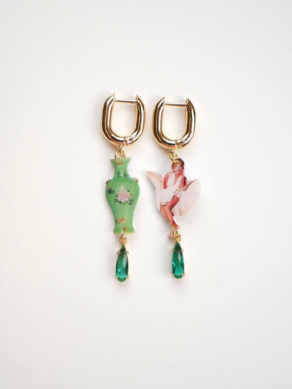 Green Vase & Marilyn Monroe Earrings
