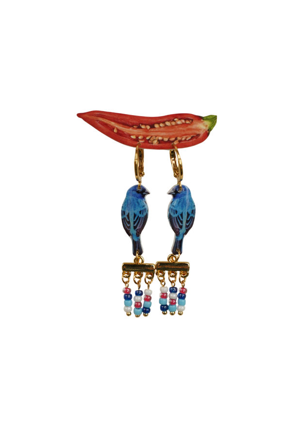 Blue Bird Folk Earrings